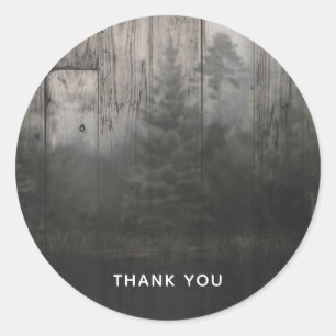 Sticker Rond Forêt de pins et bois de mariage de Wilderness Lak