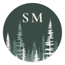 Forêt de pins moderne en couches, bois sombre vert