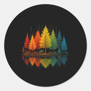 Sticker Rond Forêt de réflexion sur la nature Arbres Extérieur