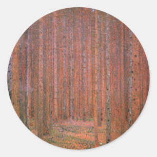 Sticker Rond Forêt de sapins de Gustav Klimt Tannenwald Arbres