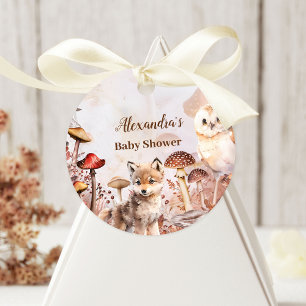 Sticker Rond Forêt de verdure mignonne Animaux Baby shower des 