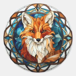Sticker Rond Forêt de verre doux renard