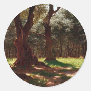 Sticker Rond Forêt d'oliviers à Cap Saint Martin
