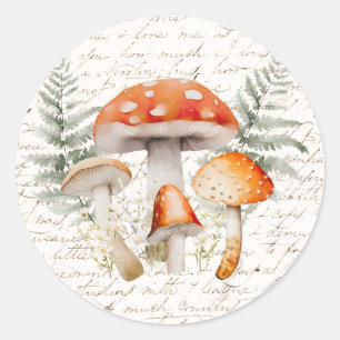 Sticker Rond Forêt fantaisiste Champignon Maison de campagne vi