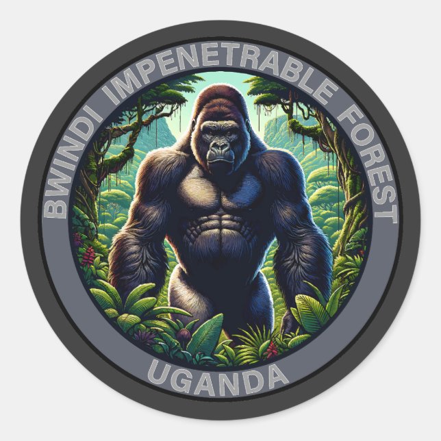 Sticker Rond Forêt impénétrable de Bwindi Ouganda (Devant)