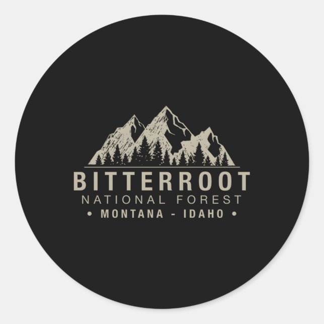 Sticker Rond Forêt nationale de Bitterroot Montana Idaho (Devant)