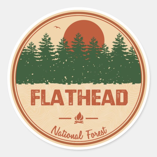 Sticker Rond Forêt nationale de Flathead (Devant)