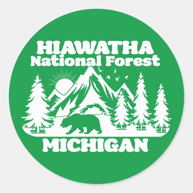 Sticker Rond Forêt nationale de Hiawatha Michigan (Devant)