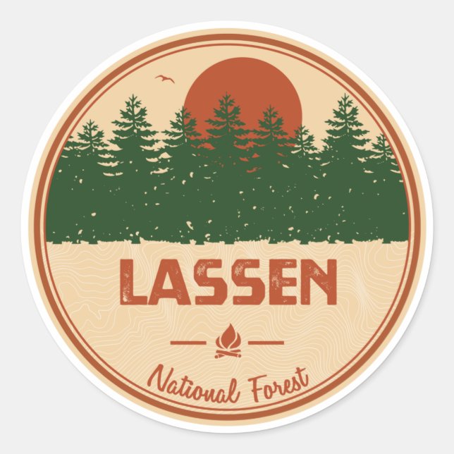 Sticker Rond Forêt nationale de Lassen (Devant)