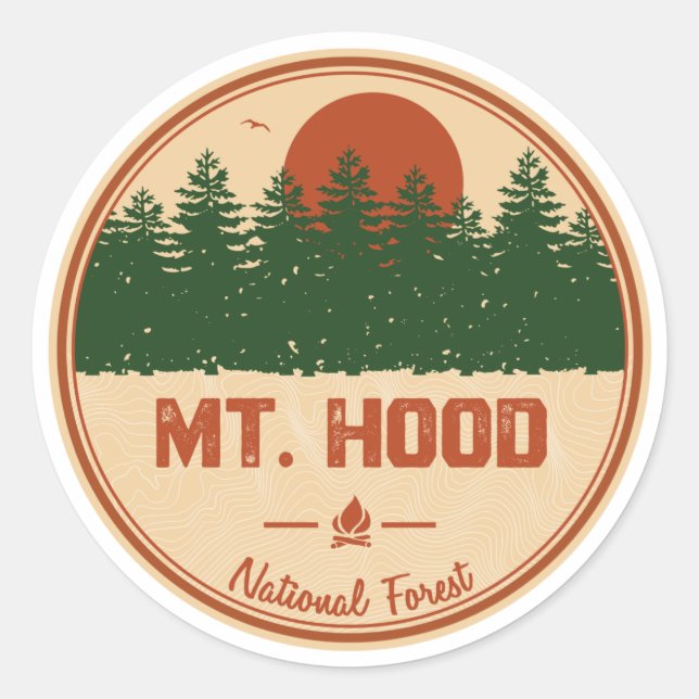 Sticker Rond Forêt nationale de Mt. Hood (Devant)