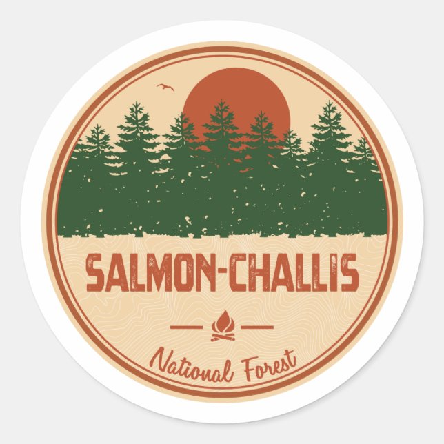 Sticker Rond Forêt nationale de saumon-Challis (Devant)
