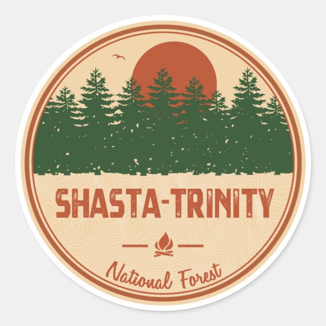 Sticker Rond Forêt nationale de Shasta-Trinity (Devant)