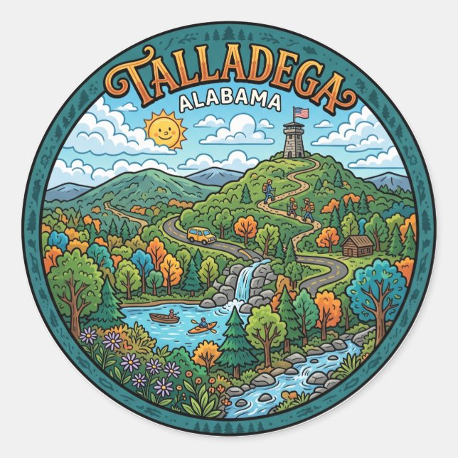 Sticker Rond Forêt nationale de Talladega Alabama (Devant)