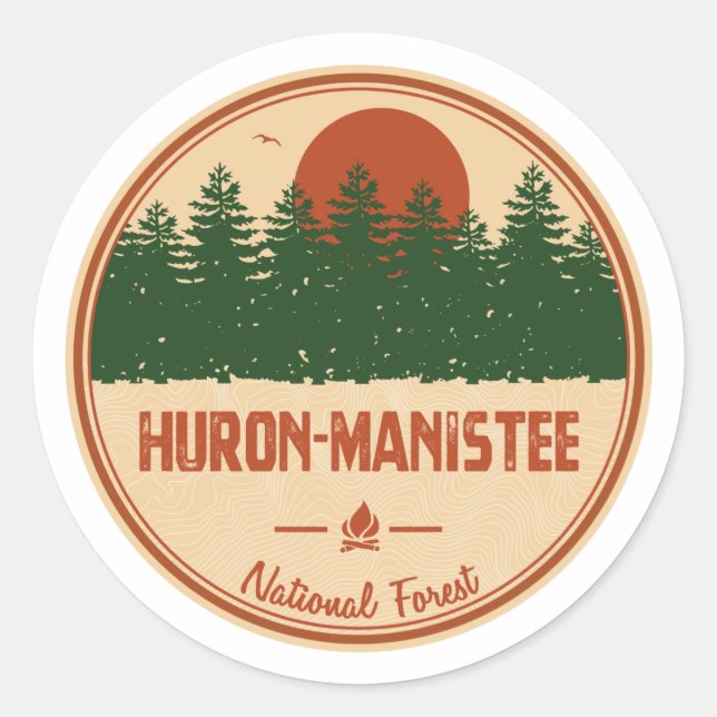 Sticker Rond Forêt nationale Huron-Manistee (Devant)
