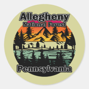 Sticker Rond Forêt nationale vintage Allegheny Pennsylvanie