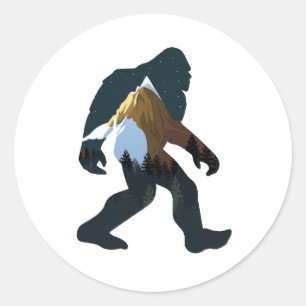 Sticker Rond Forêt nocturne Bigfoot