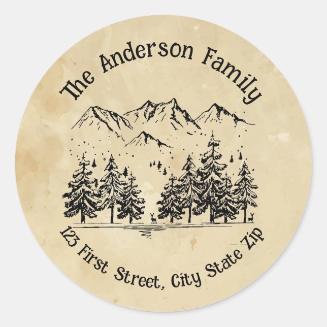 Sticker Rond Forêts de montagne Wilderness Paysage Paysage Pays (Devant)