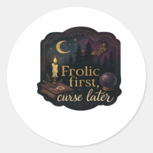 Sticker Rond Forêts Mystiques Fantastiques Whimsigoth, Lunes & 