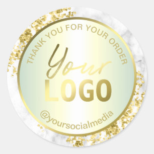Sticker Rond Forfait Glam Holographic Marble Merci