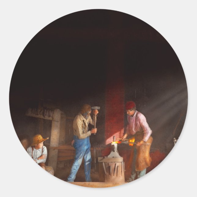 Sticker Rond Forgeron - L'apprentissage 1897 (Devant)