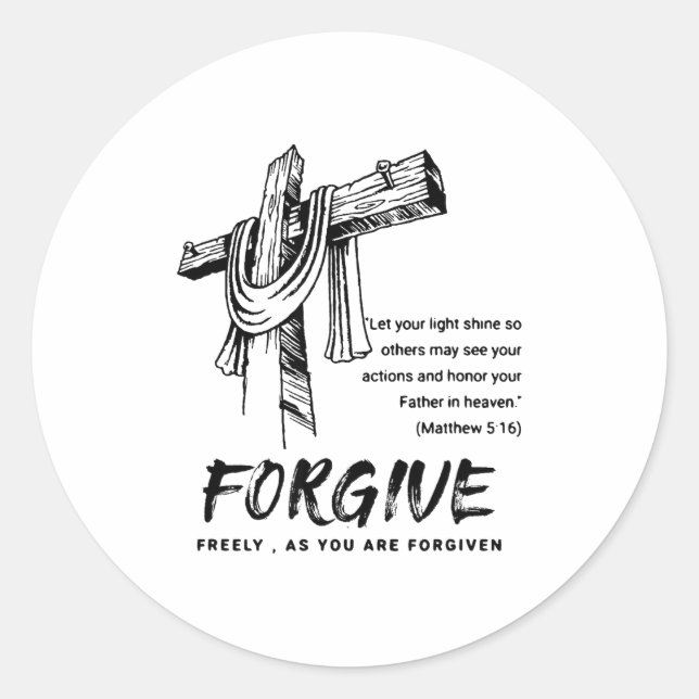 Sticker Rond Forgive Cross Christian Faith Tee  (Devant)