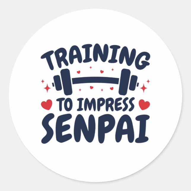Sticker Rond Formation pour impressionner Senpai Anime entraîne (Devant)