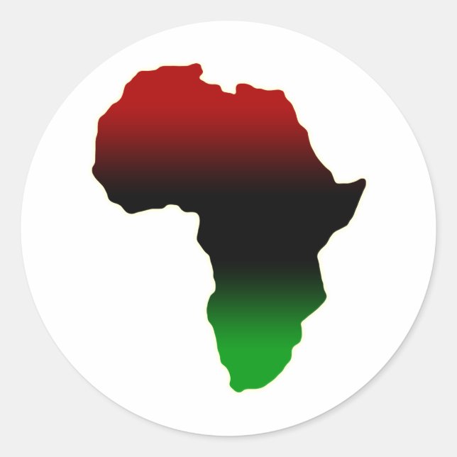 Sticker Rond Forme Afrique rouge, noire et verte (Devant)