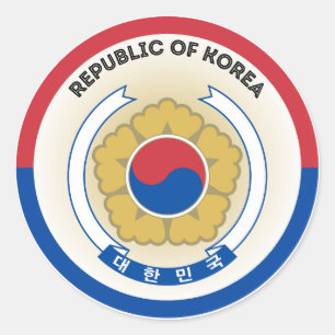 Sticker Rond Forme de cercle d'emblèmes nationaux de la Corée d