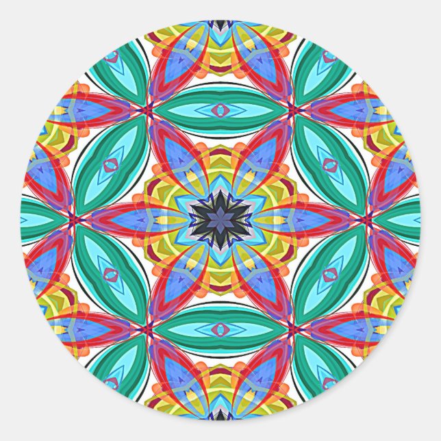 Sticker Rond Forme de mandala de fleur de Batik (Devant)