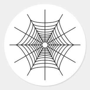 Sticker Rond Forme de toile d'araignée noire simple Halloween