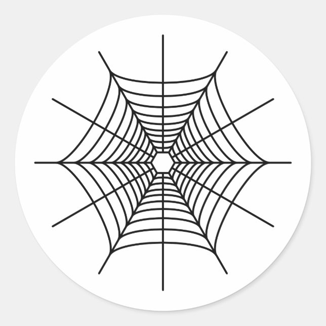 Sticker Rond Forme de toile d'araignée noire simple Halloween (Devant)
