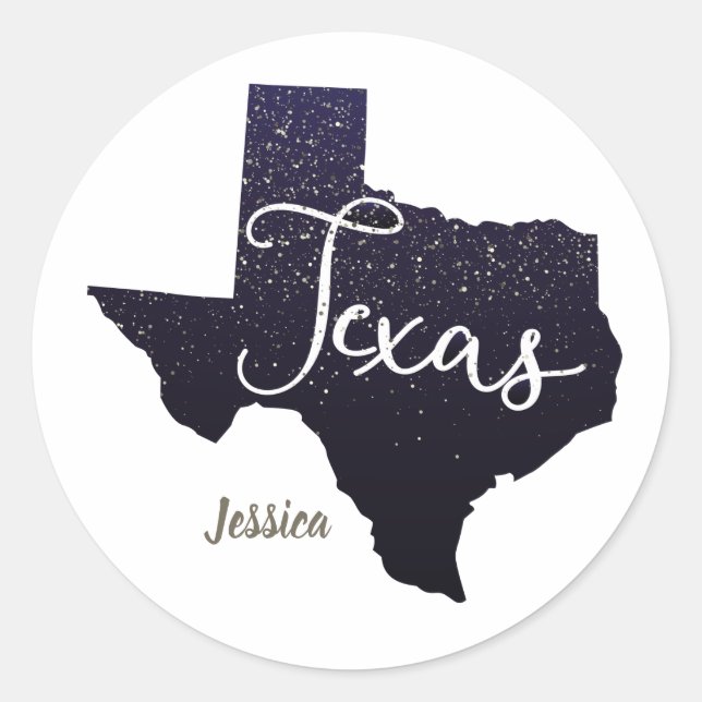 Sticker Rond Forme d'état des étoiles de nuit Texas (Devant)