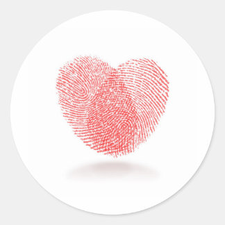 Sticker Rond forme du coeur des empreintes rouges