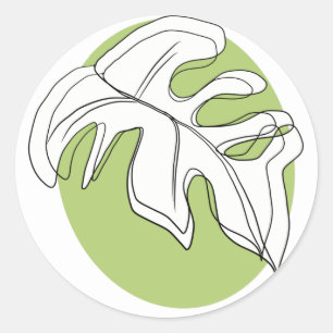 Sticker Rond Forme géométrique de feuille de Monstera minimalis