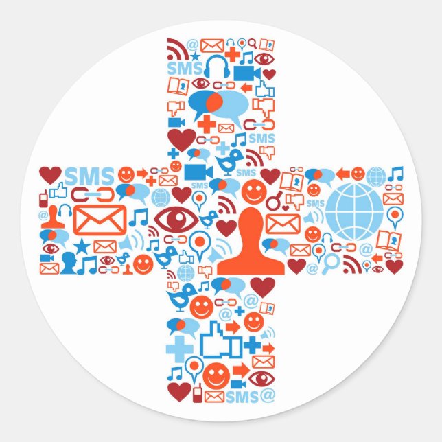 Sticker Rond Forme Social Plus (Devant)