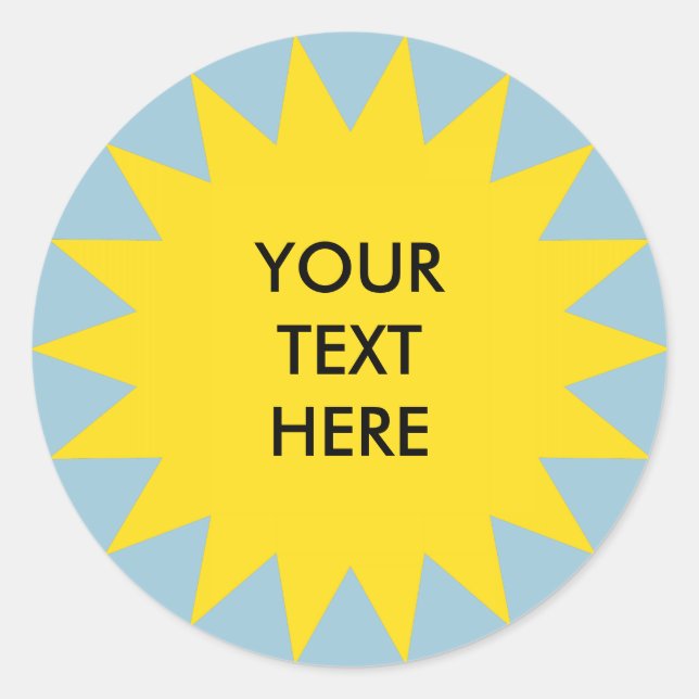 Sticker Rond Forme Sun Burst avec texte personnalisé (Devant)