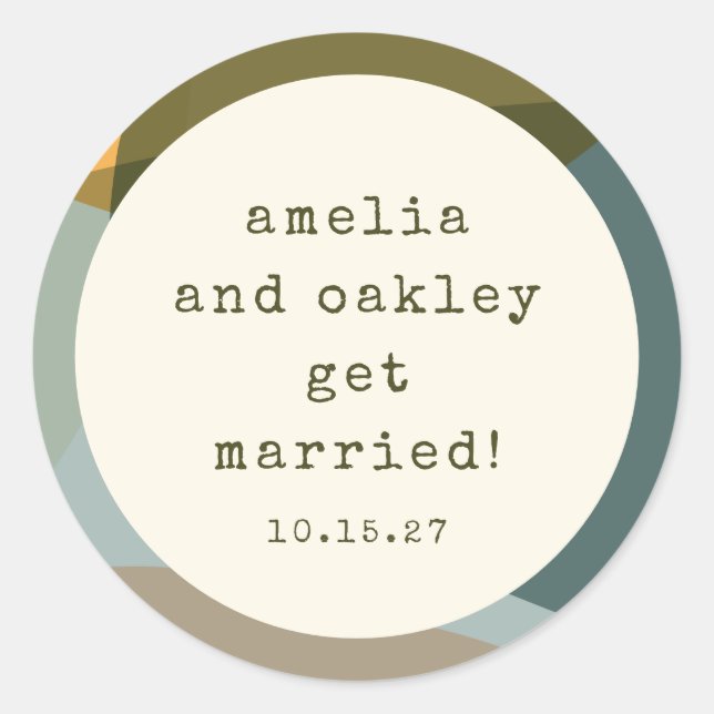Sticker Rond Formes Abstraites modernes Sage Turquoise Mariage  (Devant)