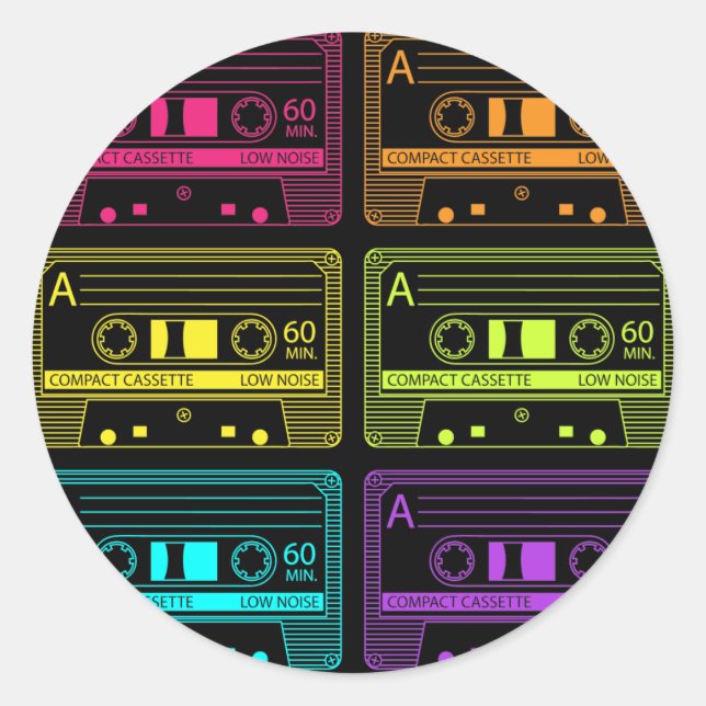 Sticker Rond Formes de mixage néon (Devant)