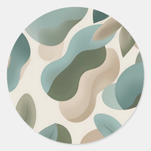 Sticker Rond Formes fluides organiques vert sauge Abstrait Mode (Devant)