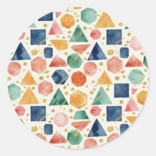 Sticker Rond Formes géométriques aquarelles abstraites modernes