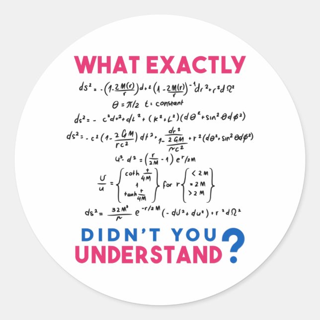 Sticker Rond Formule physique : blague (Devant)