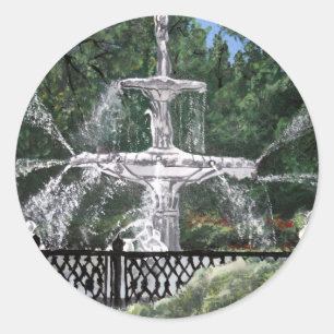 Sticker Rond Forsyth Park Fontaine d'eau Savannah Géorgie GA
