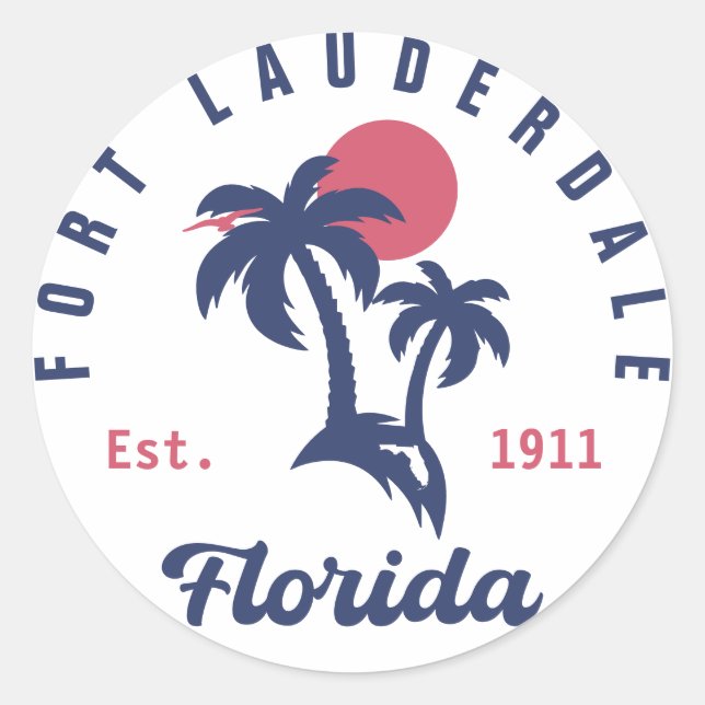 Sticker Rond Fort Lauderdale Florida Beach Souvenirs tropicaux (Devant)