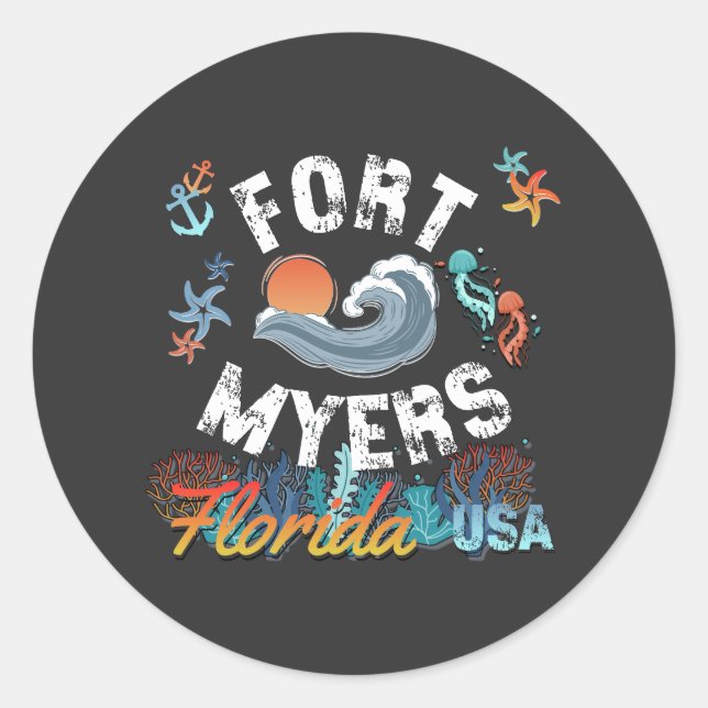 Sticker Rond Fort Myers, Florida (Devant)