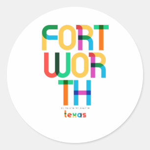 Sticker Rond Fort Worth Texas Mid Century, Pop Art,