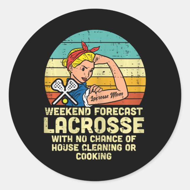 Sticker Rond Forte Femme Weekend Prévision Lacrosse Maman Lax M (Devant)