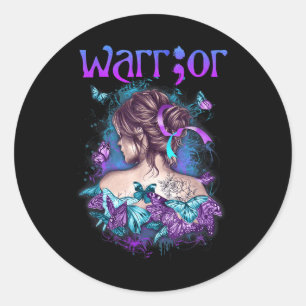 Sticker Rond Forte Fille Guerrière Femmes Semi-Colon Suicide Pr