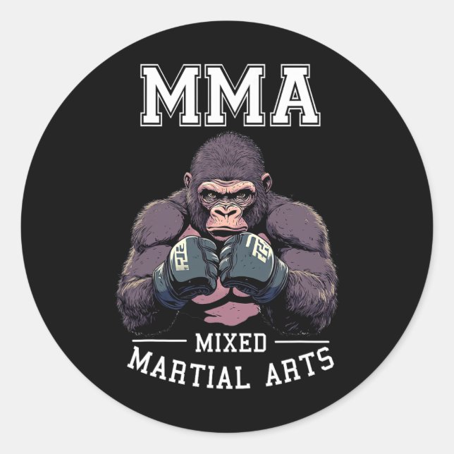 Sticker Rond Forte Gorille Mixed martial art - Boxing Cage Comb (Devant)
