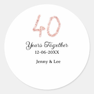 Sticker Rond Forty years together black pink glitter bold lette