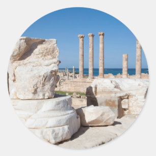 Sticker Rond Forum Romain et vestiges d'une statue, Sabratha, A